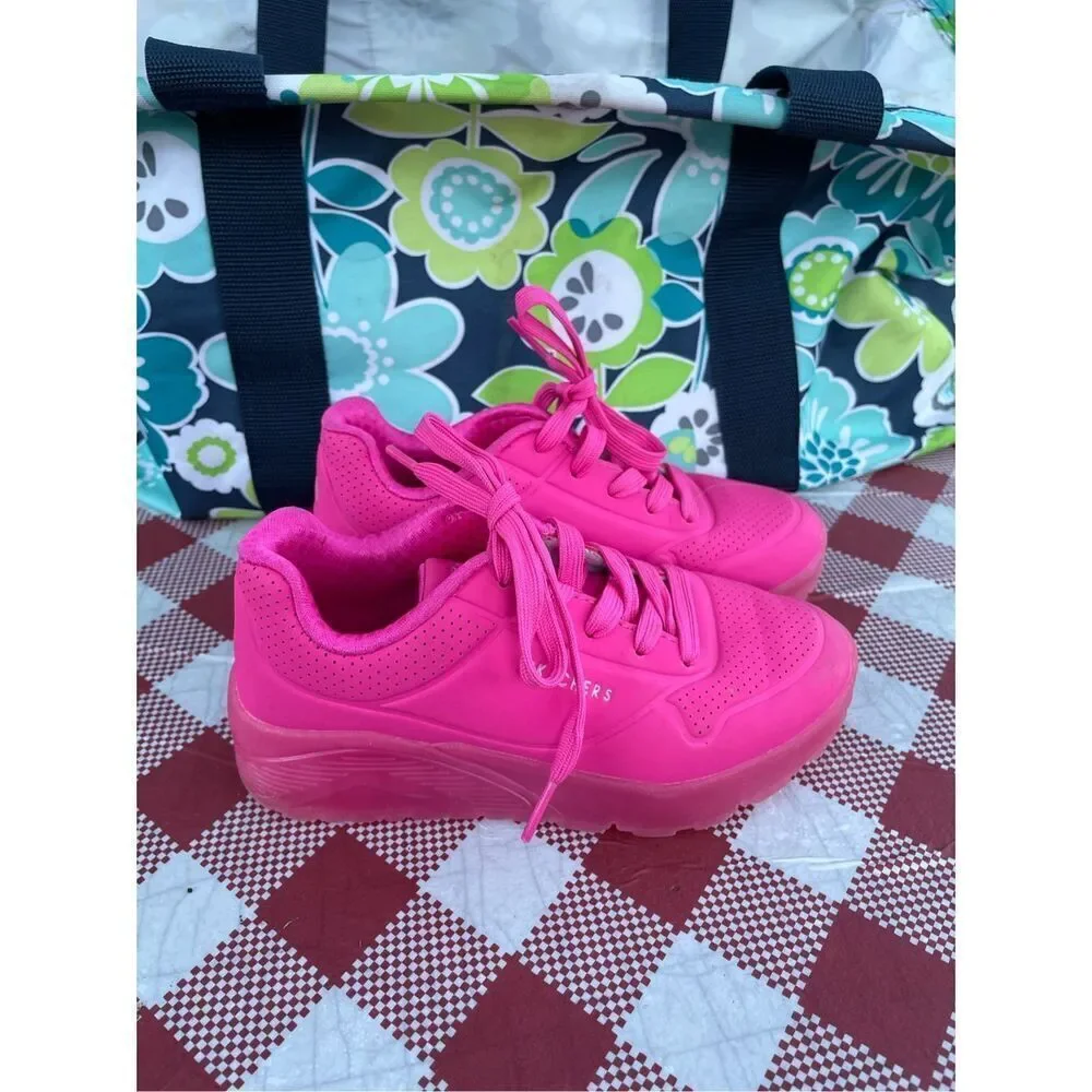✅Skechers Youth Girls Uno Ice Sneakers pink